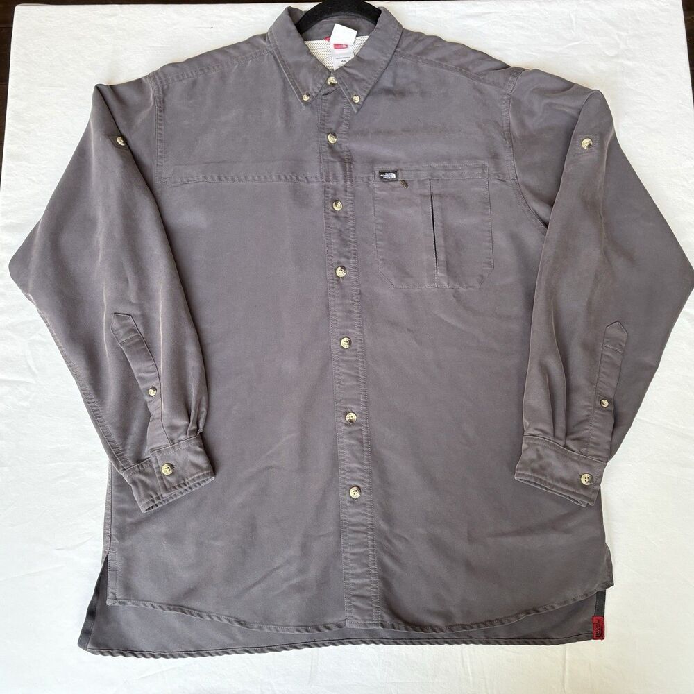 The North Face Button Up Shirt Mens Medium Gray Hiking Outdoor Utility Modal